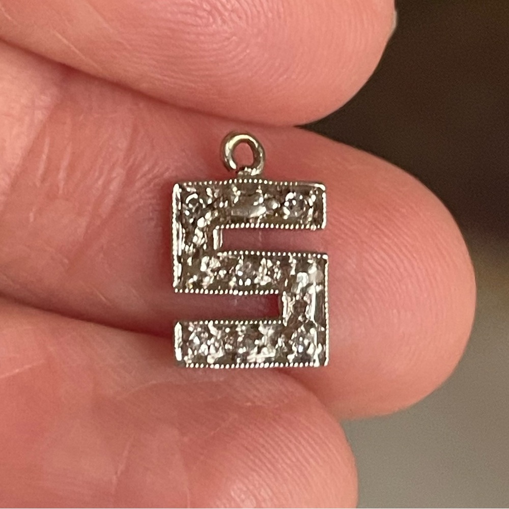 Antique 10k Diamond Initial “S” Pendant
